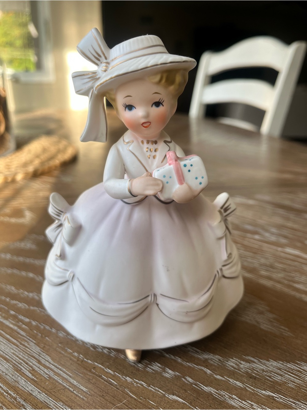Relpo K1399 Vintage Japan Ceramic Figurine Birthday Girl Planter